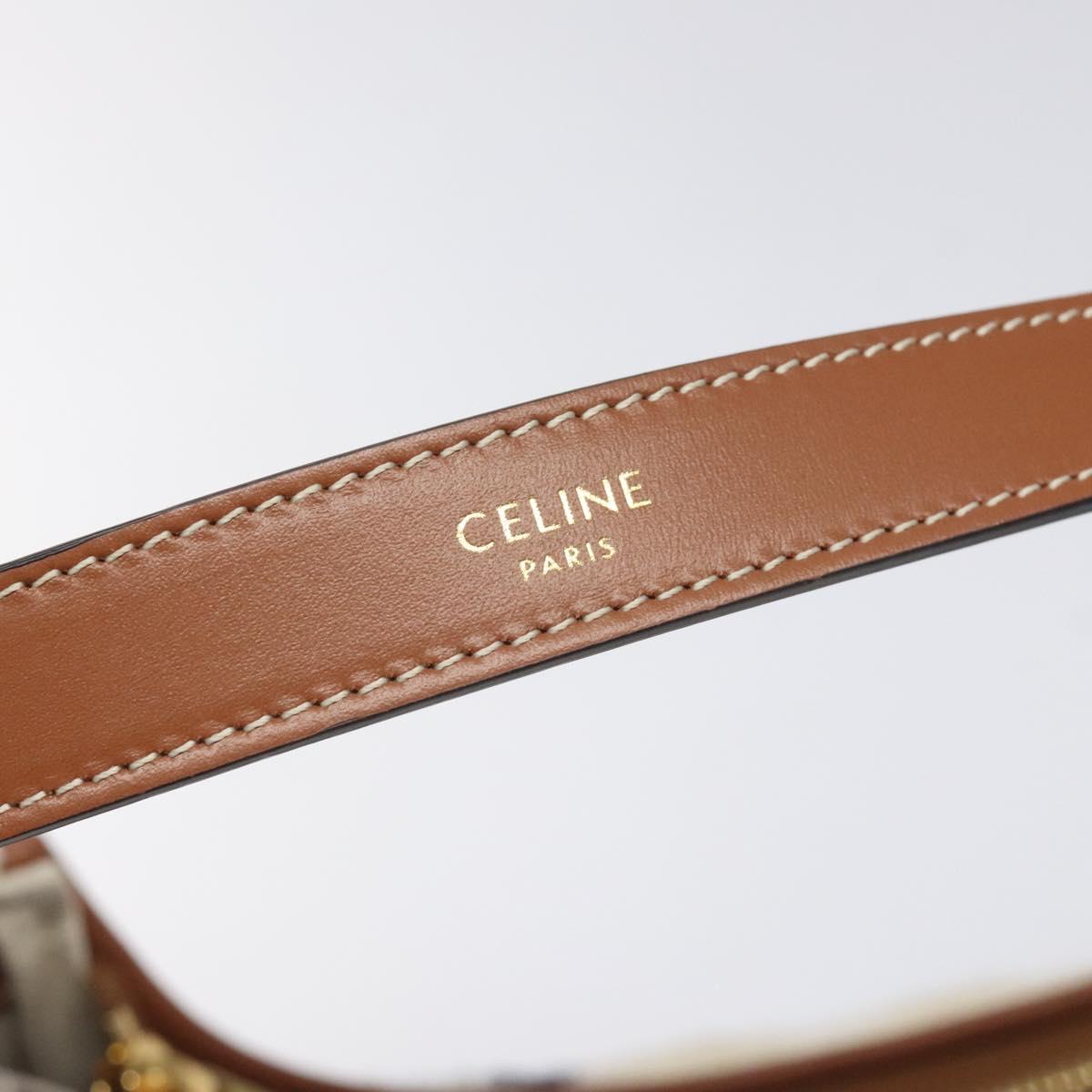 Celine Triomphe Shoulder Bag Pile White Brown Gold