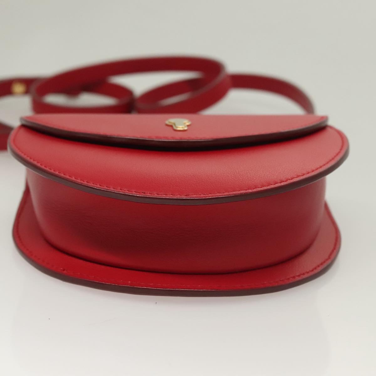 Bally Shoulder Bag Leather Red Gold