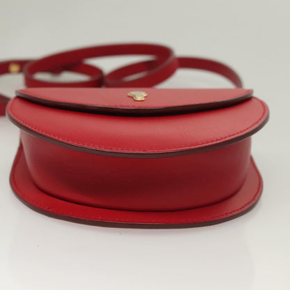 Bally Shoulder Bag Leather Red Gold