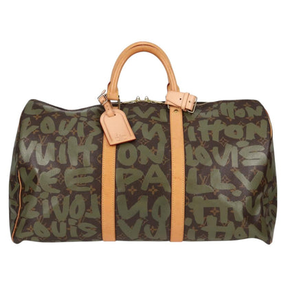 Louis Vuitton Monogram Graffiti Keepall 50 Boston Bag Khaki M92196