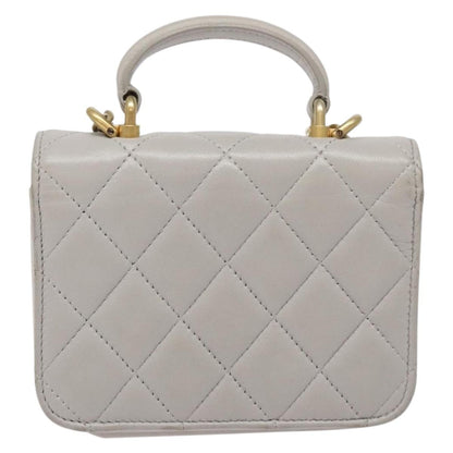 Chanel Matelasse Chain Wallet Shoulder Bag Lamb Skin Gray Gold Cc