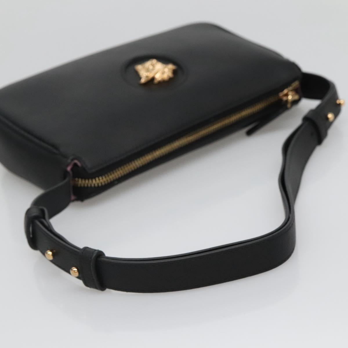 Versace Shoulder Bag Leather Black Gold