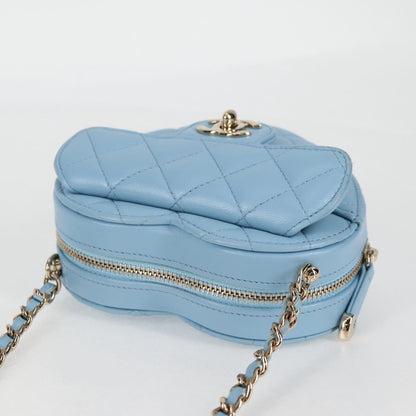 Chanel Matelasse Chain Shoulder Bag Lamb Skin Blue Gold Cc