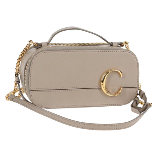 Chloe Chain Shoulder Bag Leather Beige Gold