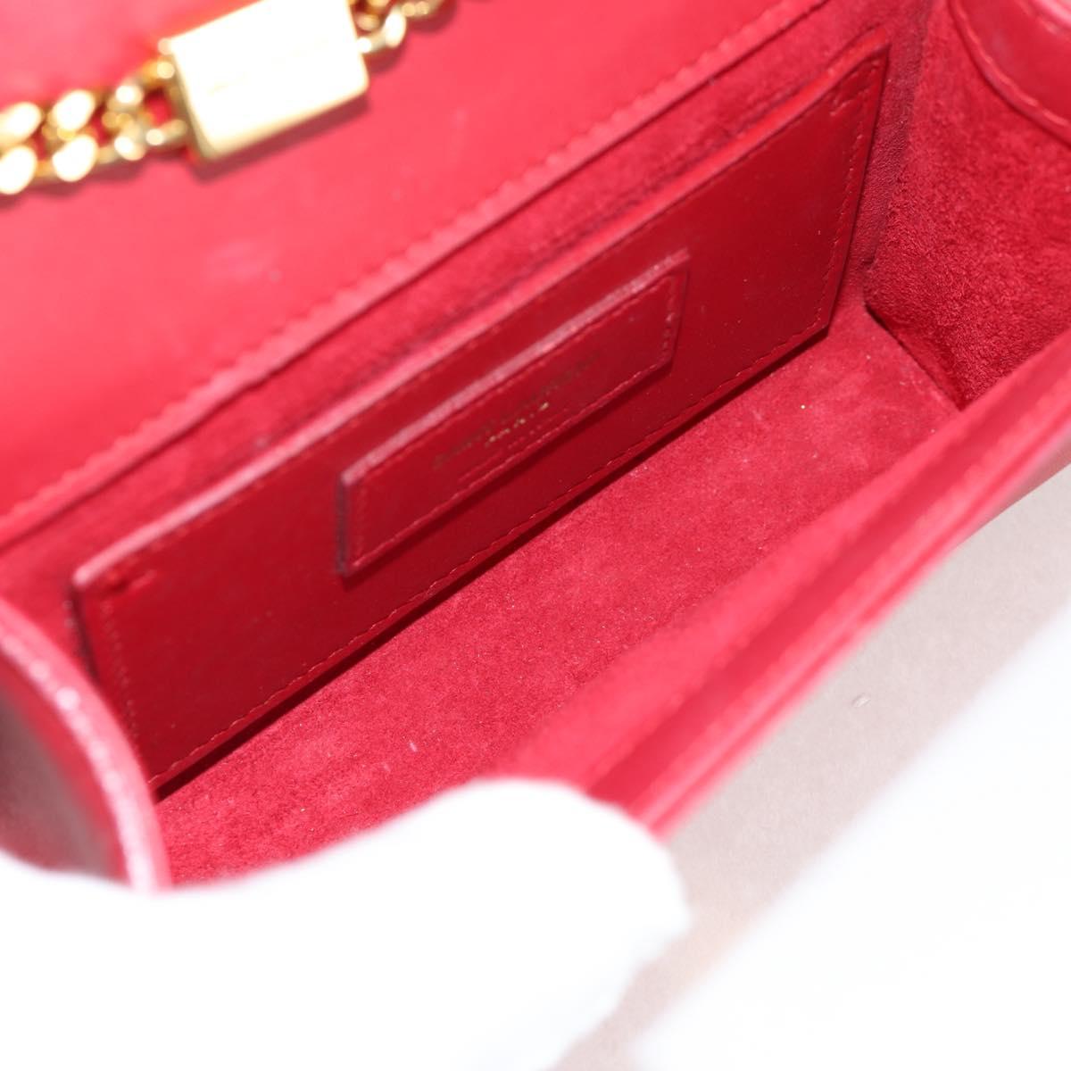 Saint Laurent Chain Shoulder Bag Leather Red Gold