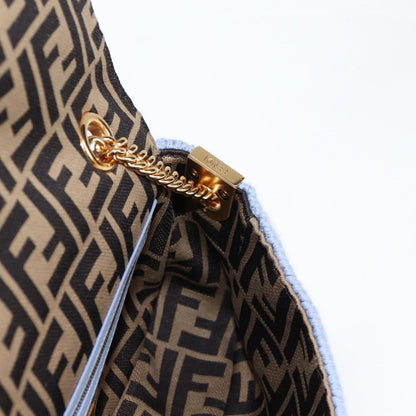 Fendi Chain Mamma Baguette Shoulder Bag Cotton 2WAY Purple Gold