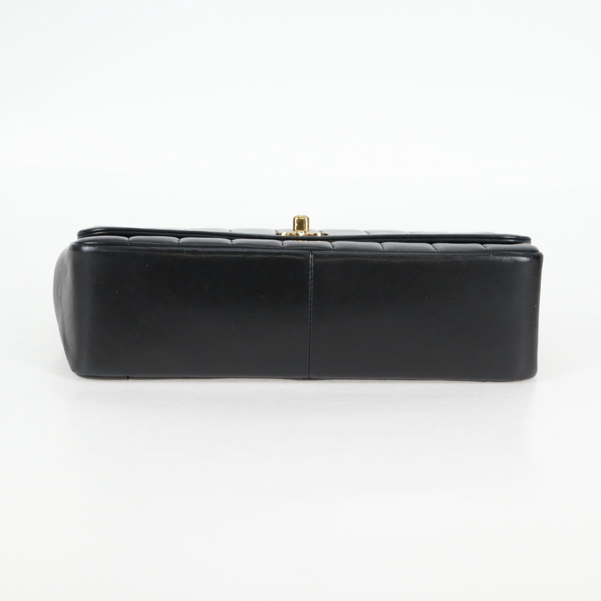 Chanel Mademoiselle Chain Shoulder Bag Lamb Skin Black Gold Cc