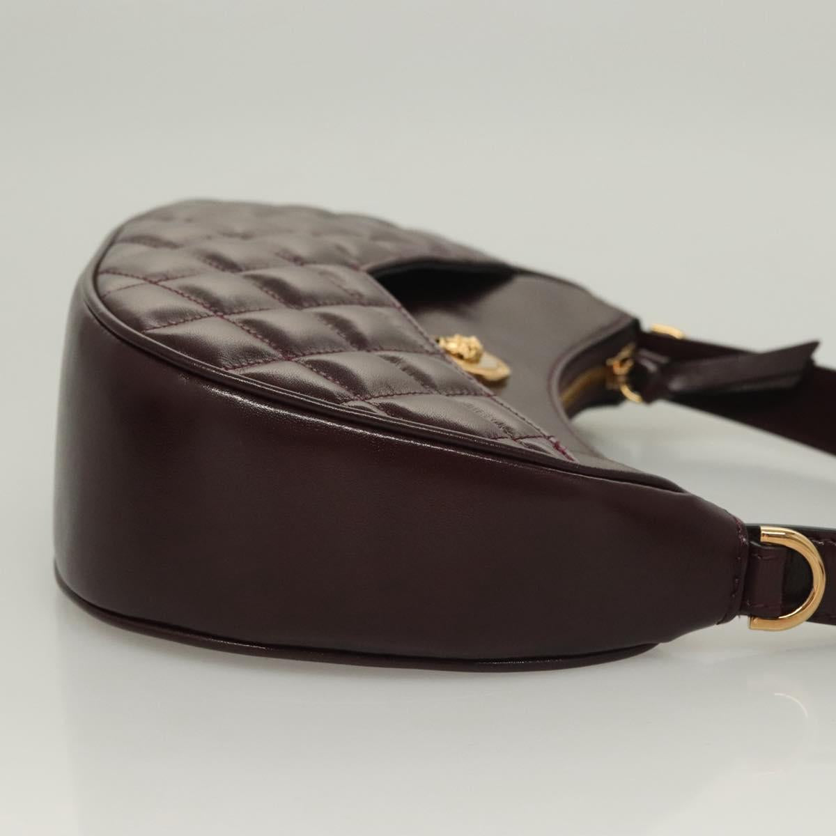 Versace Shoulder Bag Leather 2WAY Brown Gold