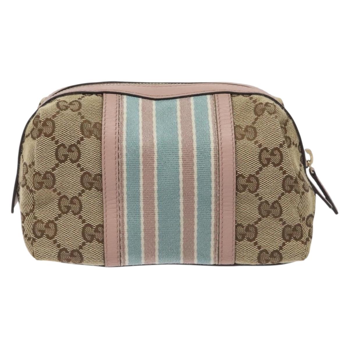 Gucci Gg Canvas Pouch Beige Gold 256636