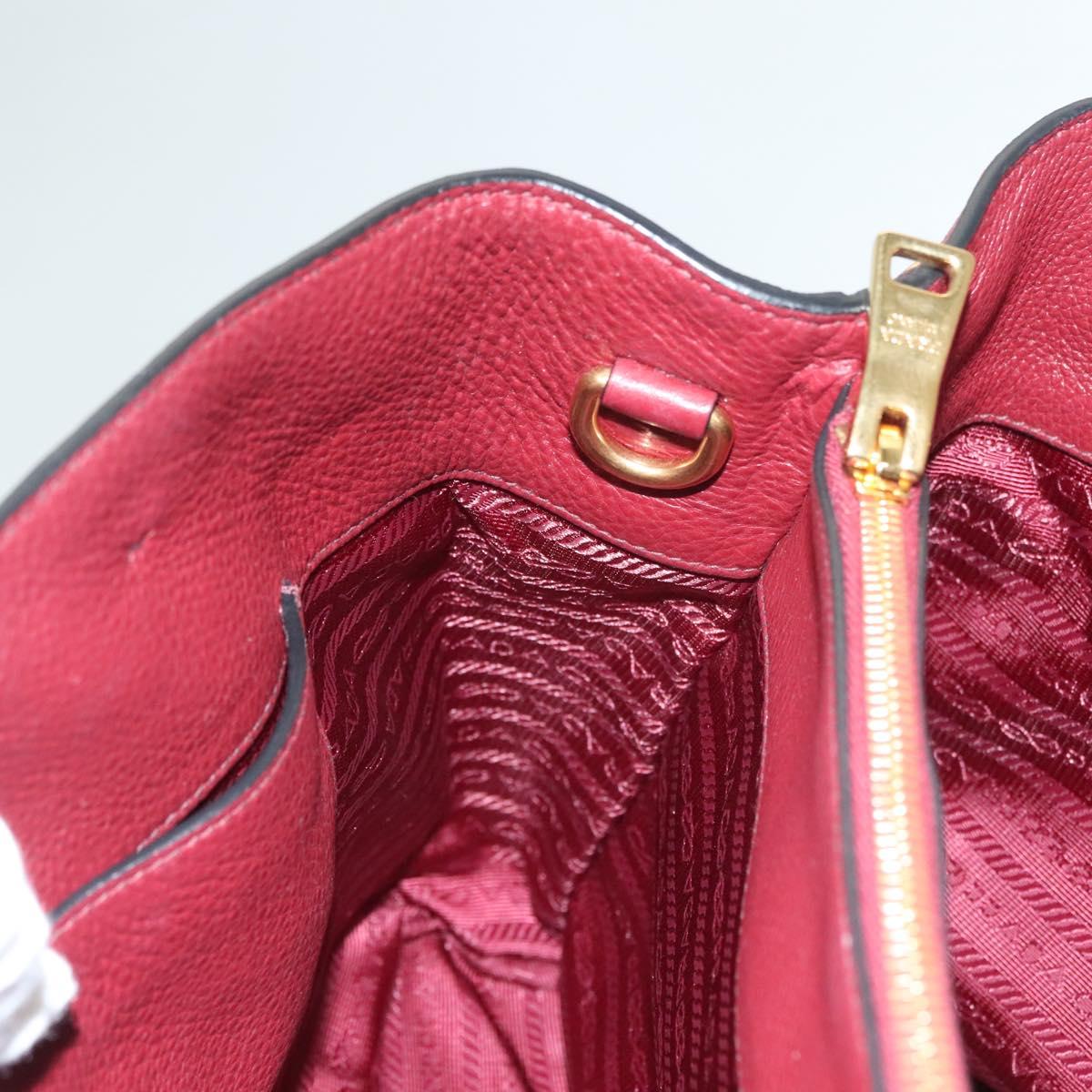 Prada Hand Bag Leather Bordeaux Gold