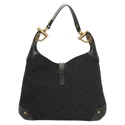 Gucci Gg Canvas Jackie Shoulder Bag Black Gold 120888