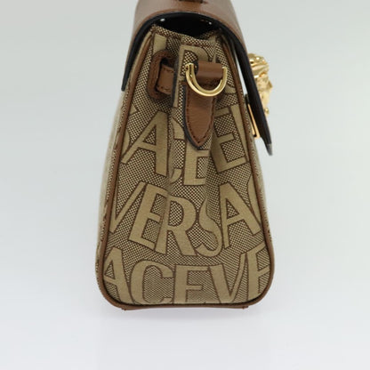 Versace Hand Bag Canvas Leather 3WAY Brown Gold