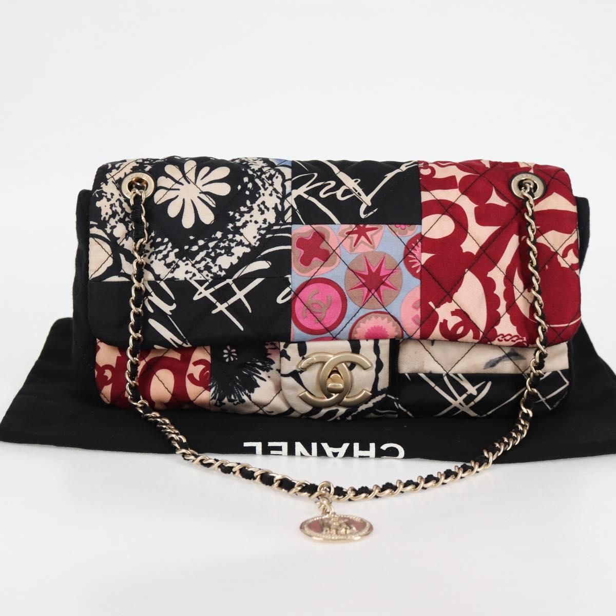 Chanel Chain Matelasse Shoulder Bag Canvas Black Cc