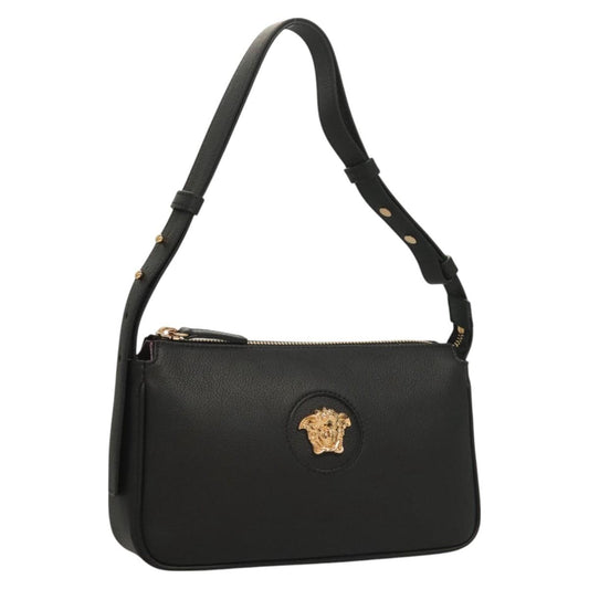 Versace Shoulder Bag Leather Black Gold