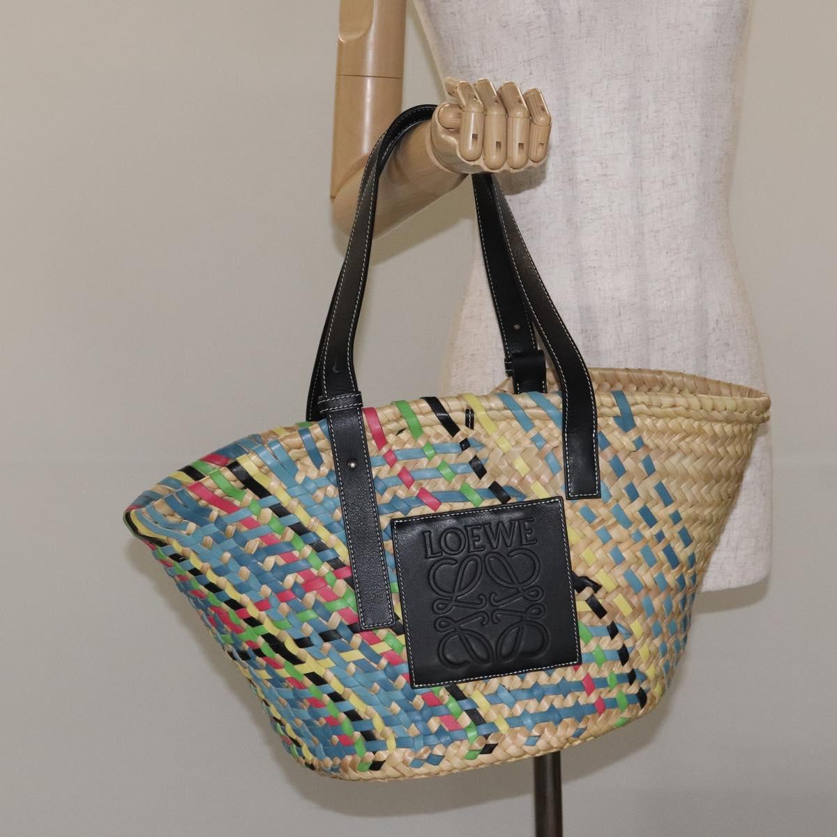 Loewe Basket Bag Large Anagram Bag Raffia Leather Beige Multicolor
