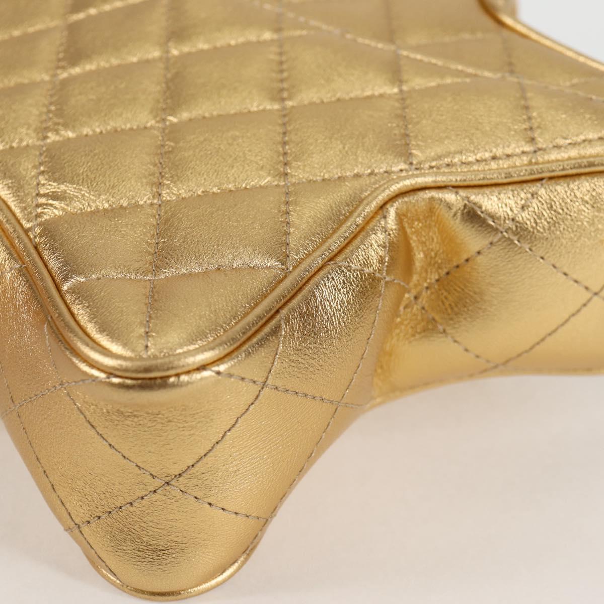 Chanel Matelasse Chain Shoulder Bag Leather Gold Cc