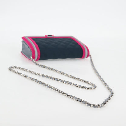 Chanel Chain Matelasse Boy Chanel Shoulder Bag Canvas Navy Cc