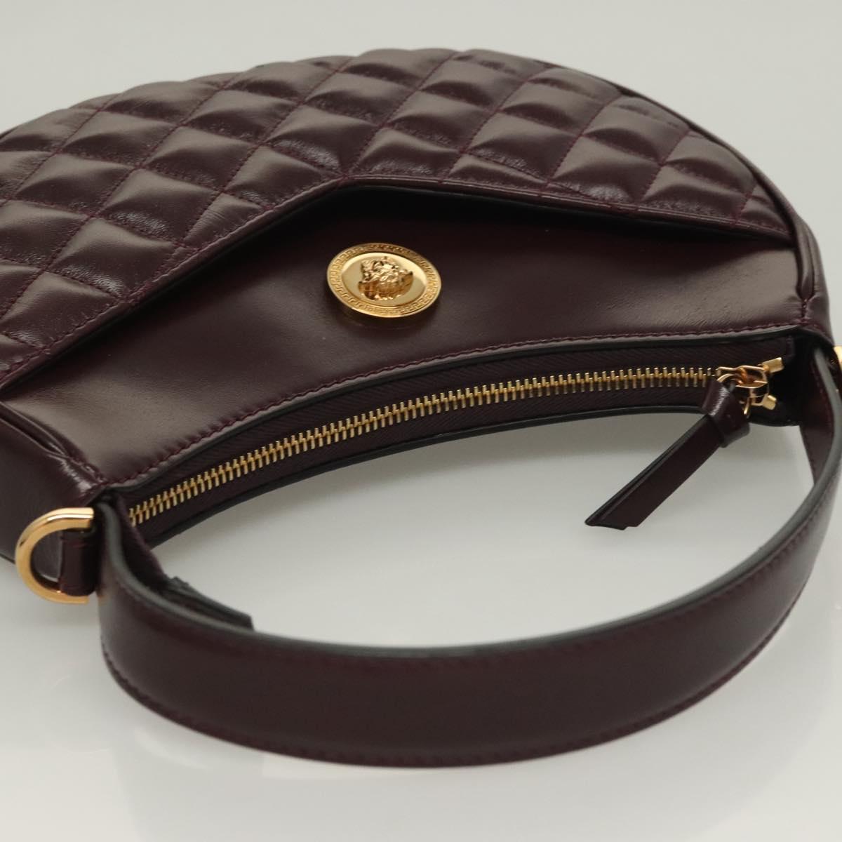 Versace Shoulder Bag Leather 2WAY Brown Gold