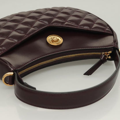 Versace Shoulder Bag Leather 2WAY Brown Gold