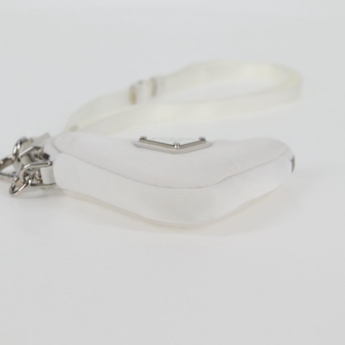 Prada Shoulder Bag Nylon White Silver