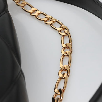 Versace Chain Hand Bag Leather 3WAY Black Gold