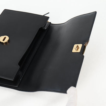 Salvatore Ferragamo Vala Chain Shoulder Bag Leather Black Gold