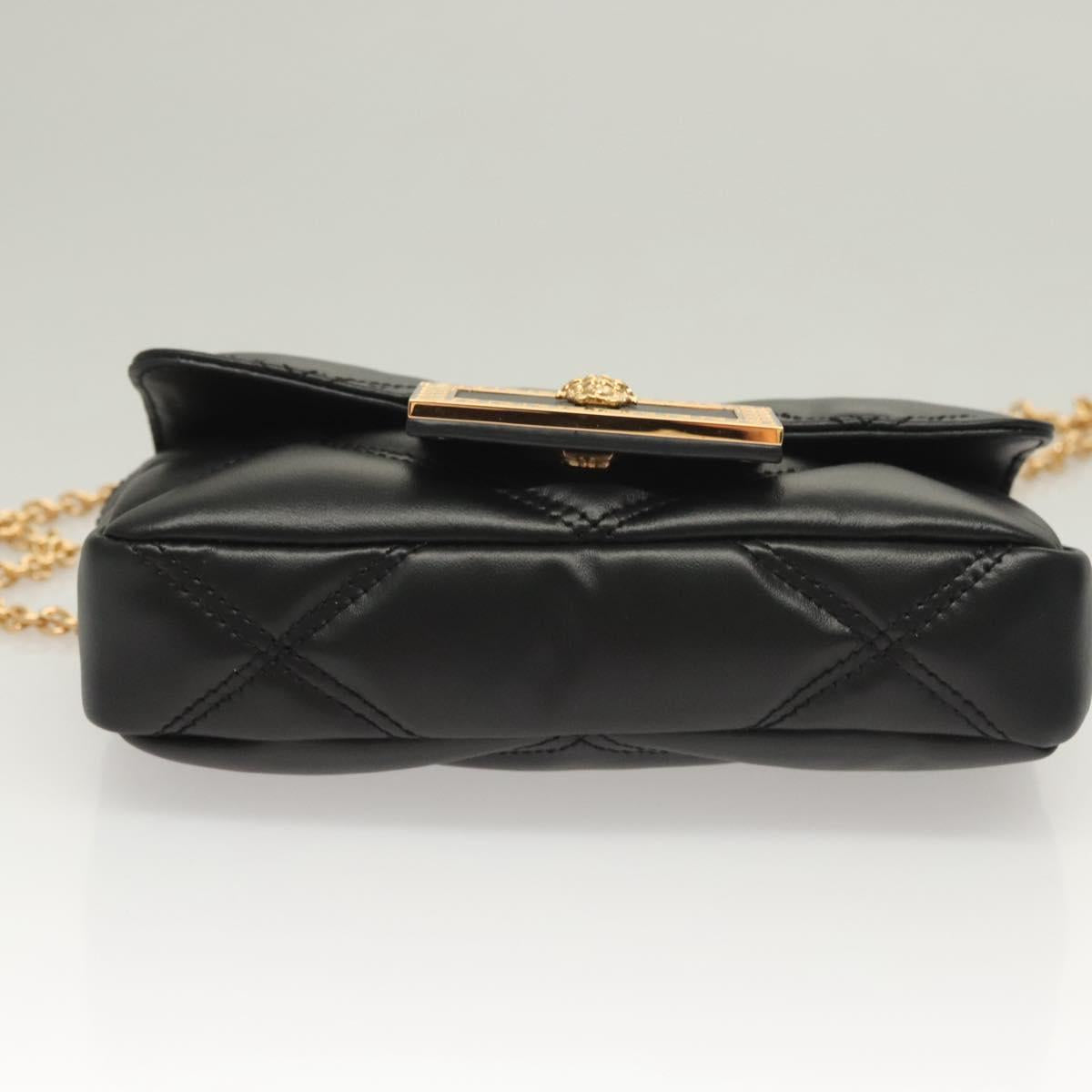Versace Chain Shoulder Bag Leather Black Gold