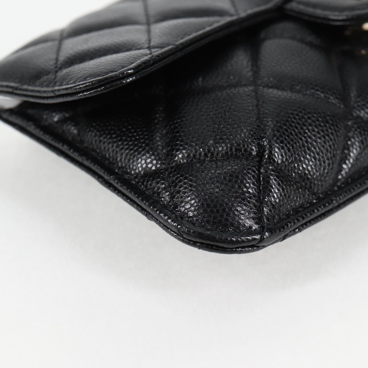 Chanel Matelasse Chain Shoulder Bag Caviar Skin Black Cc
