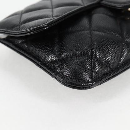 Chanel Matelasse Chain Shoulder Bag Caviar Skin Black Cc