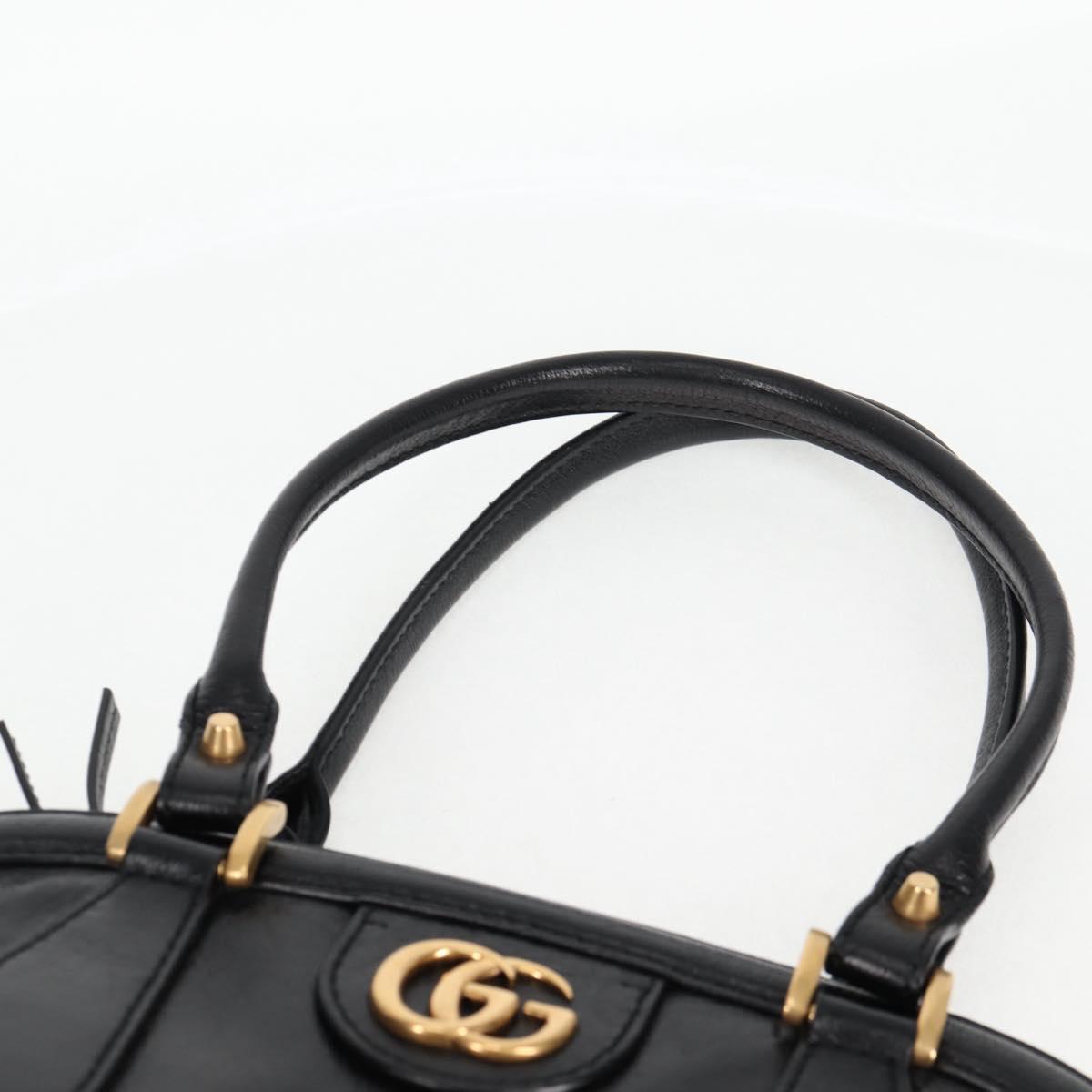 Gucci Gg Marmont Hand Bag Leather Black Gold 515937