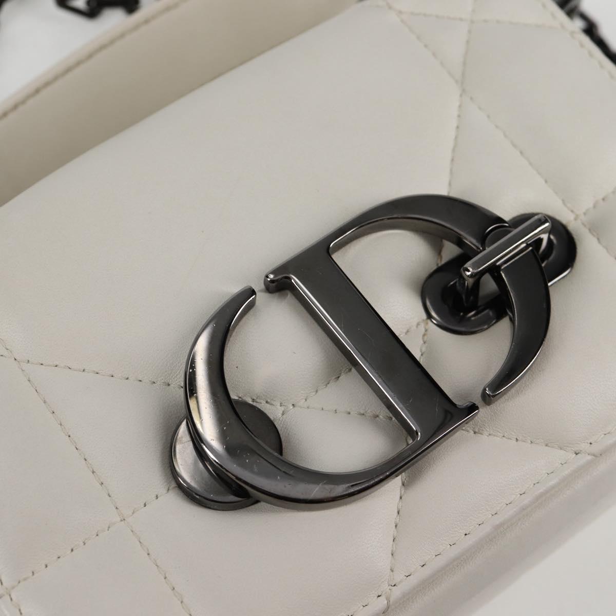 Christian Dior Chain Shoulder Bag Leather 2WAY White Silver