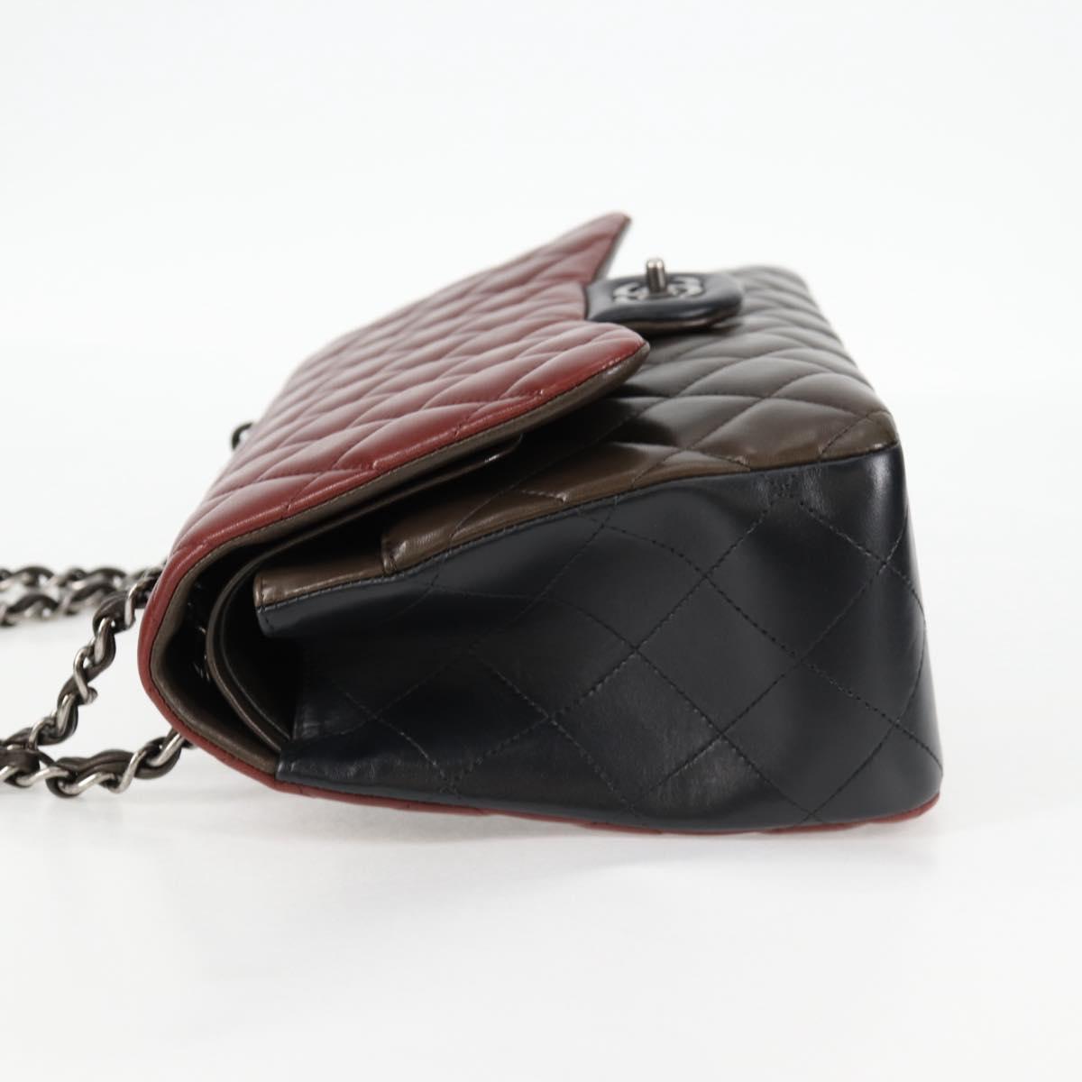 Chanel Big Matelasse Chain Shoulder Bag Lamb Skin Brown Cc