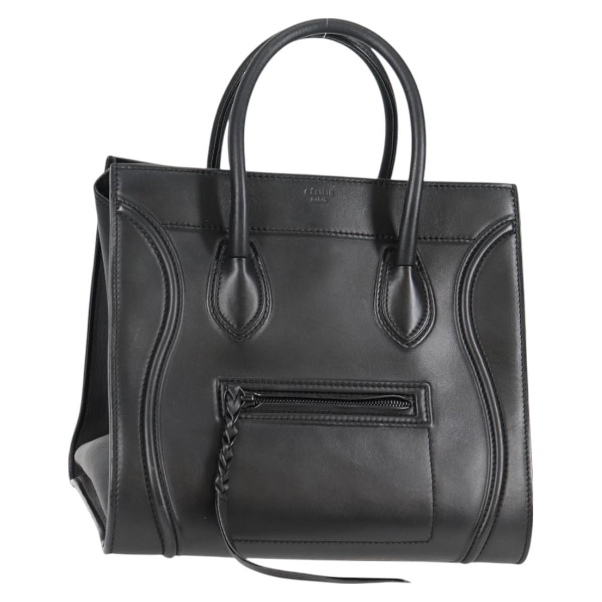 Celine Luggage Phantom Hand Bag Leather Black