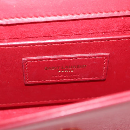 Saint Laurent Chain Shoulder Bag Leather Red Gold