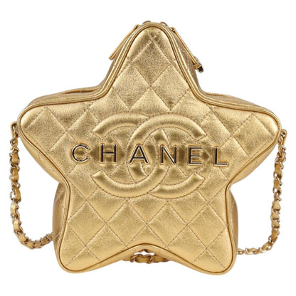 Chanel Matelasse Chain Shoulder Bag Leather Gold Cc