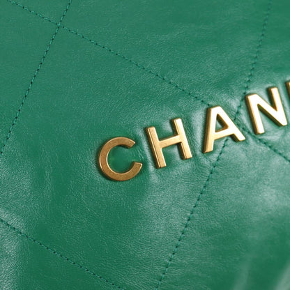 Chanel Chain Chanel 22 Shoulder Bag Lamb Skin Green Gold Cc