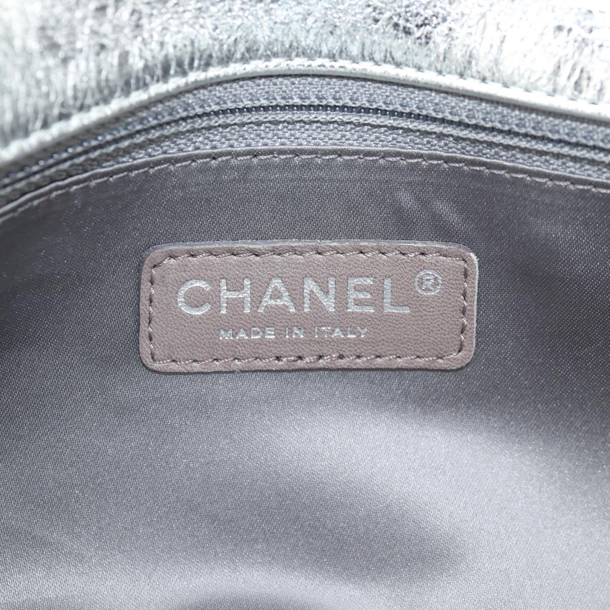Chanel Chain Matelasse Shoulder Bag Leather Silver Cc