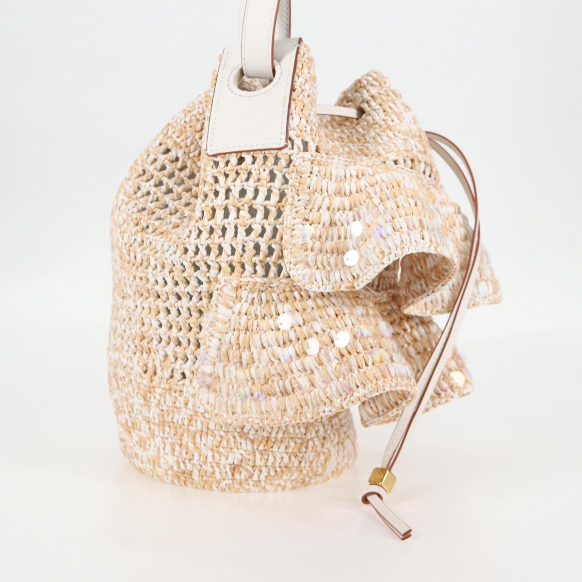 Loewe Sequin Balloon Shoulder Bag Raffia Beige Gold