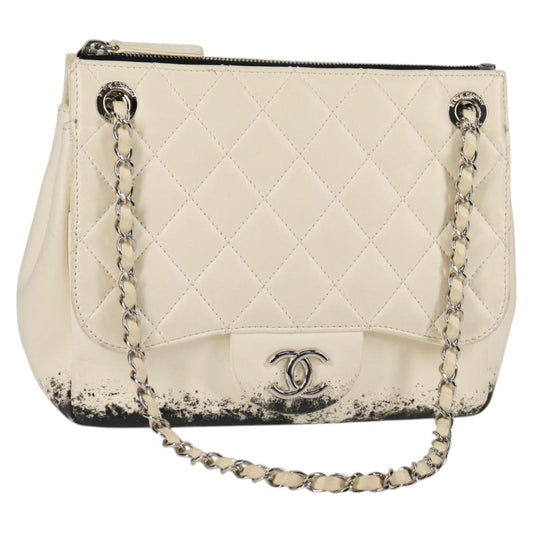Chanel Matelasse Chain Shoulder Bag Lamb Skin Silver Gold Cc