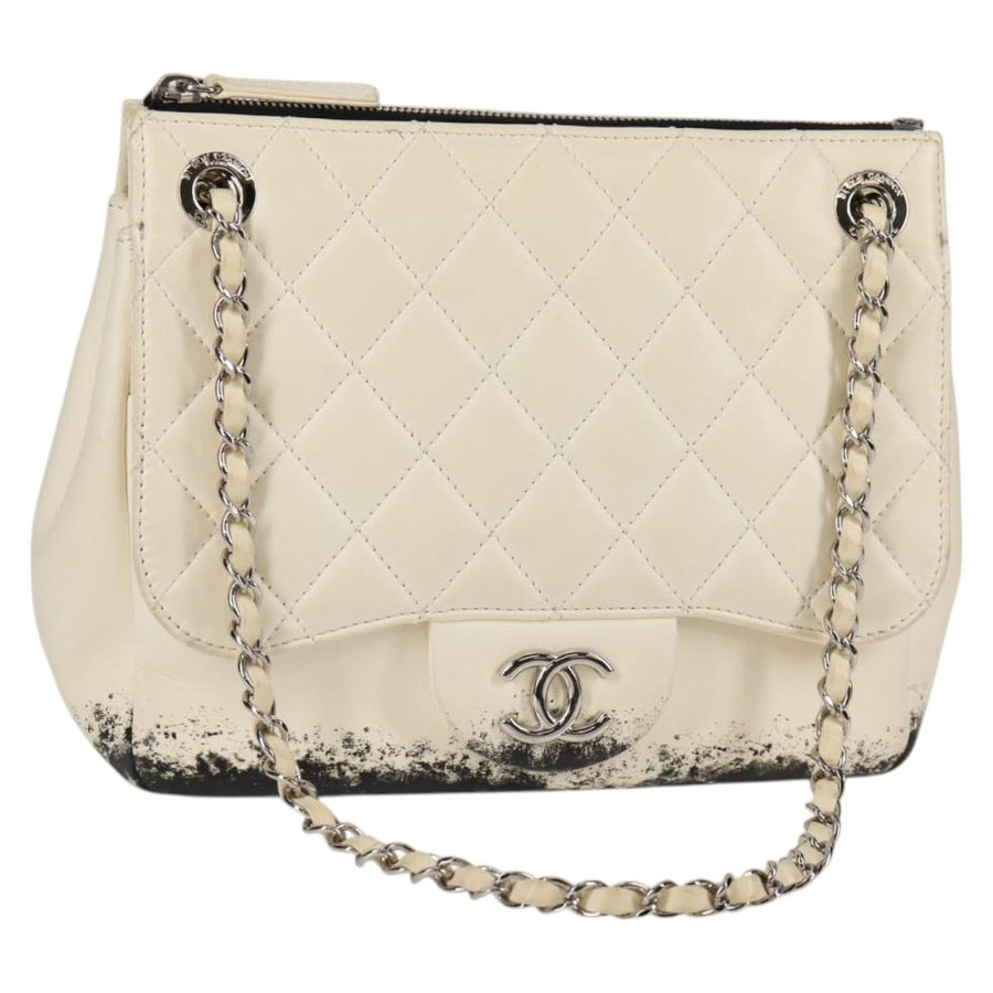 Chanel Matelasse Chain Shoulder Bag Lamb Skin Silver Gold Cc