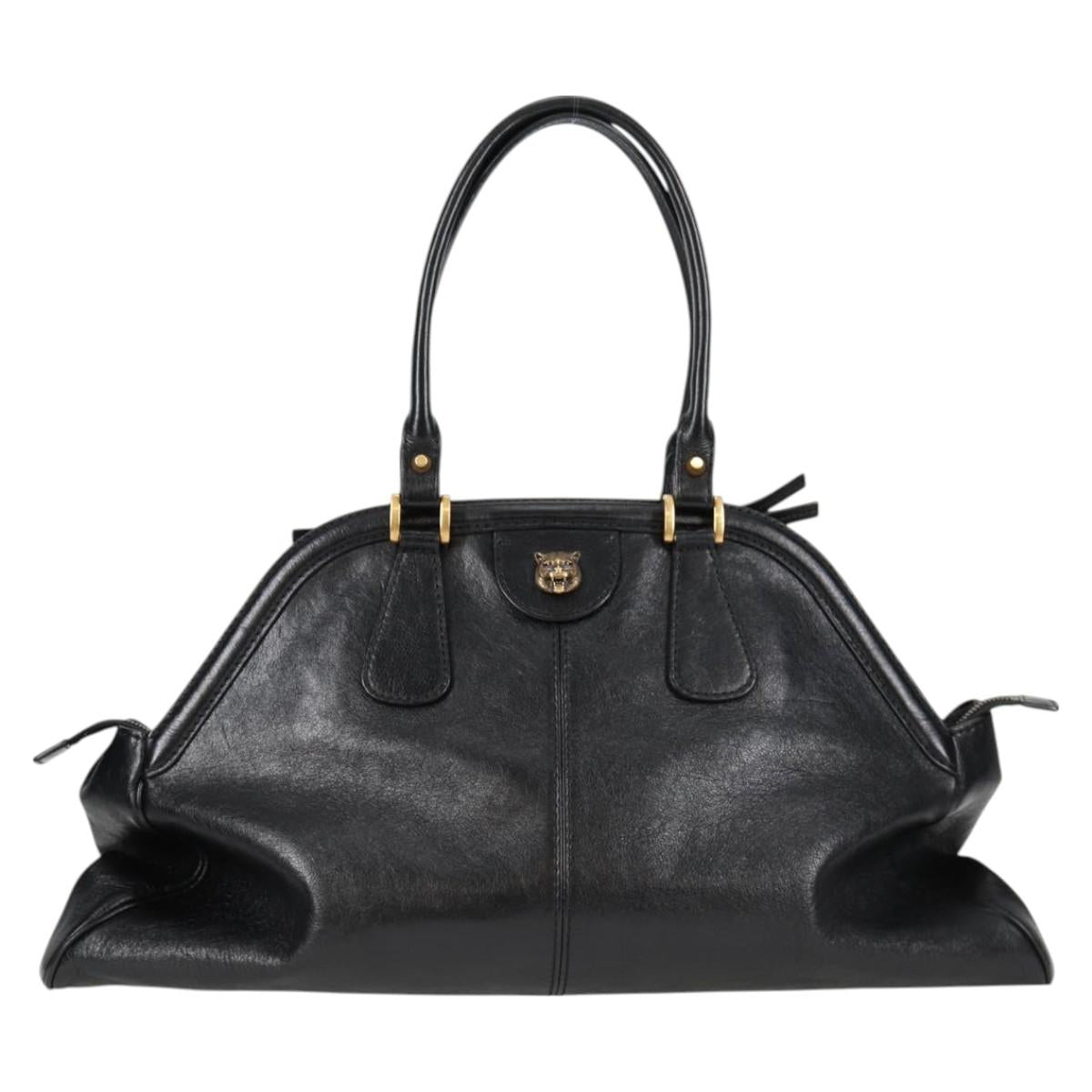 Gucci Gg Marmont Hand Bag Leather Black Gold 515937