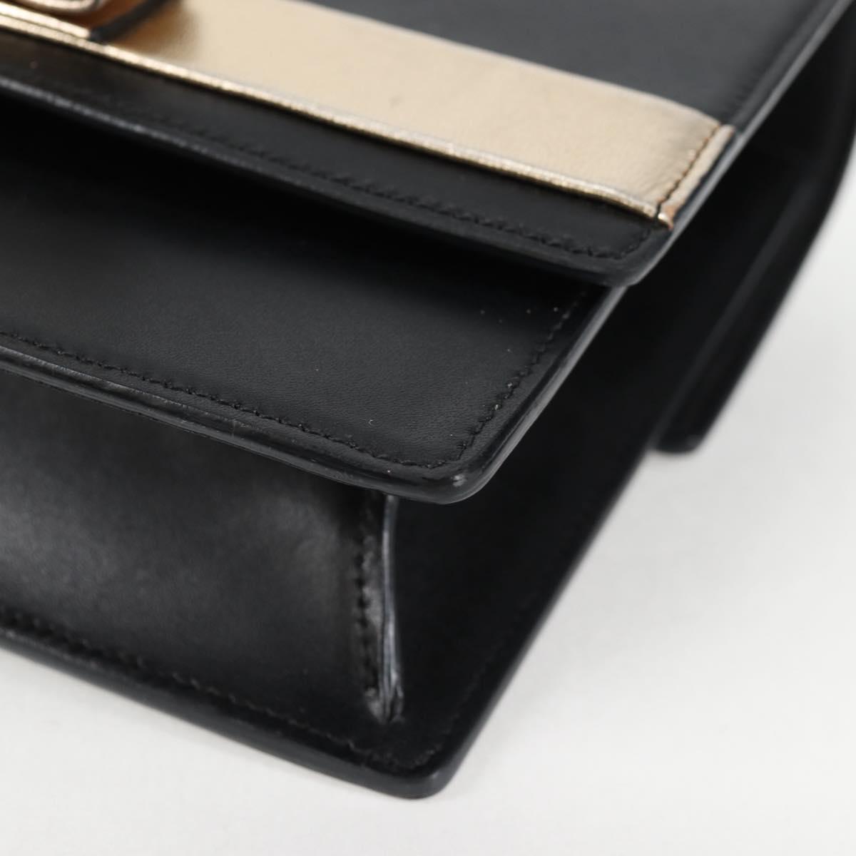 Salvatore Ferragamo Vala Chain Shoulder Bag Leather Black Gold