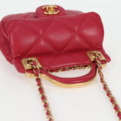 Chanel Matelasse Chain Shoulder Bag Lamb Skin Pink Gold Cc
