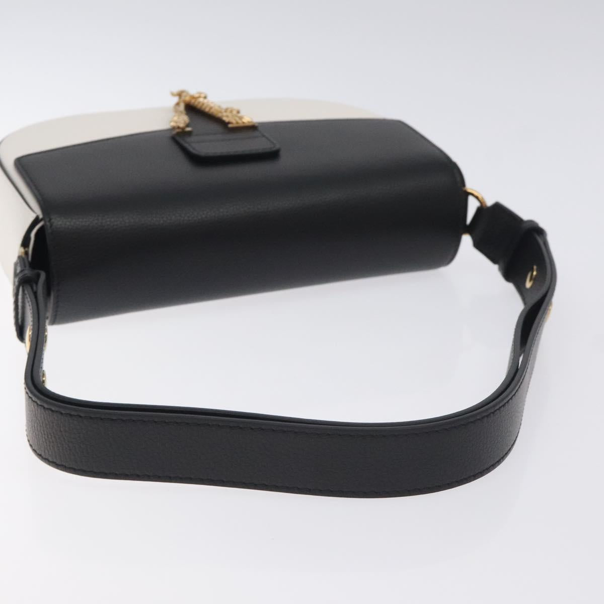 Versace Shoulder Bag Leather Black Gold White