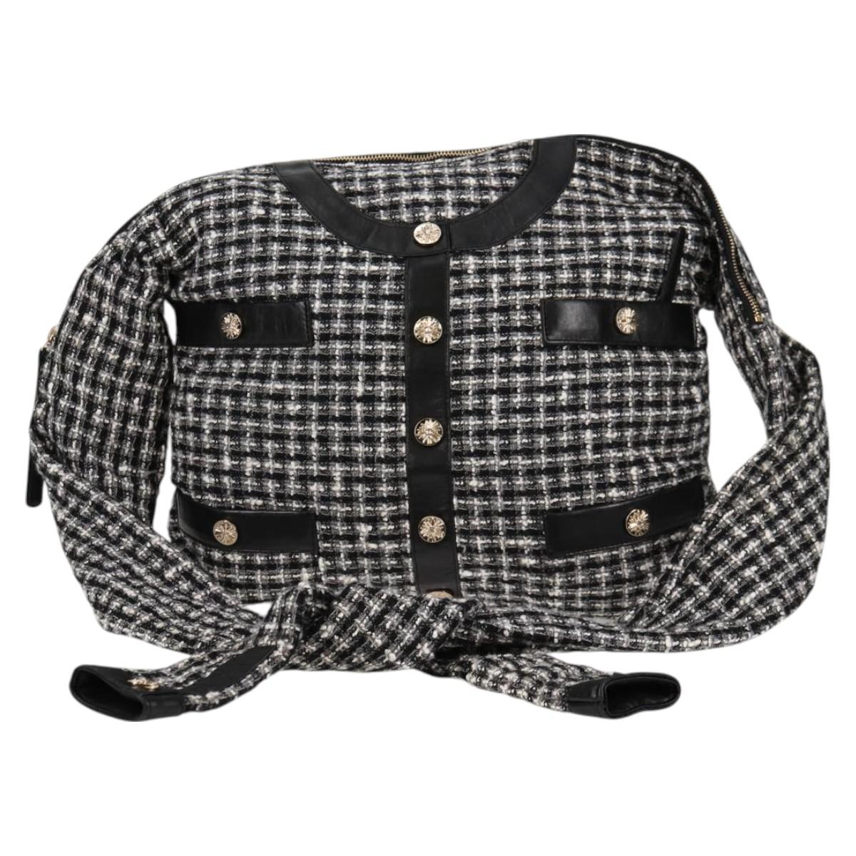 Chanel Girl Chanel Jacket Shoulder Bag Tweed Black White Cc