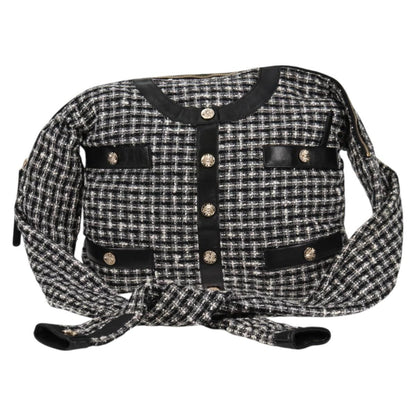 Chanel Girl Chanel Jacket Shoulder Bag Tweed Black White Cc
