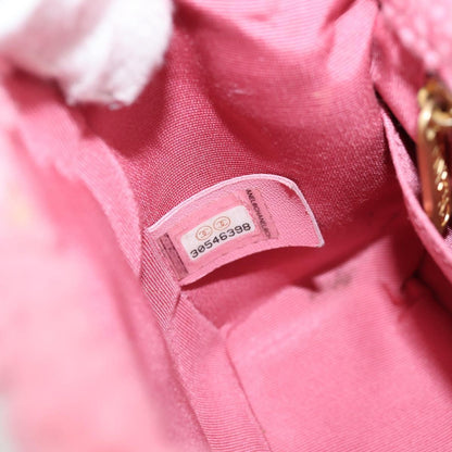 Chanel Matelasse Chain Shoulder Bag Wool Pink Gold Cc