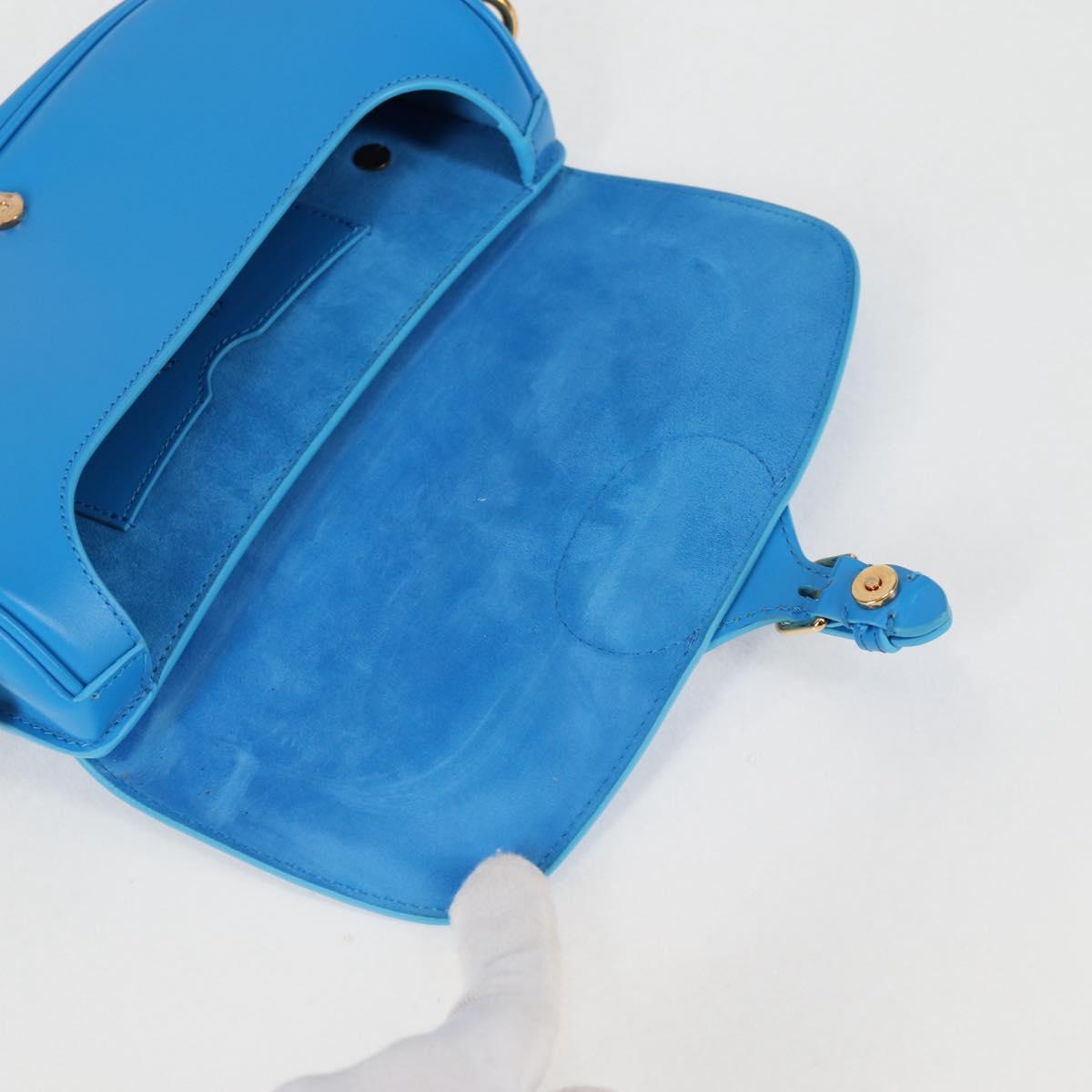 Christian Dior Bobby East West Shoulder Bag Leather Blue Gold