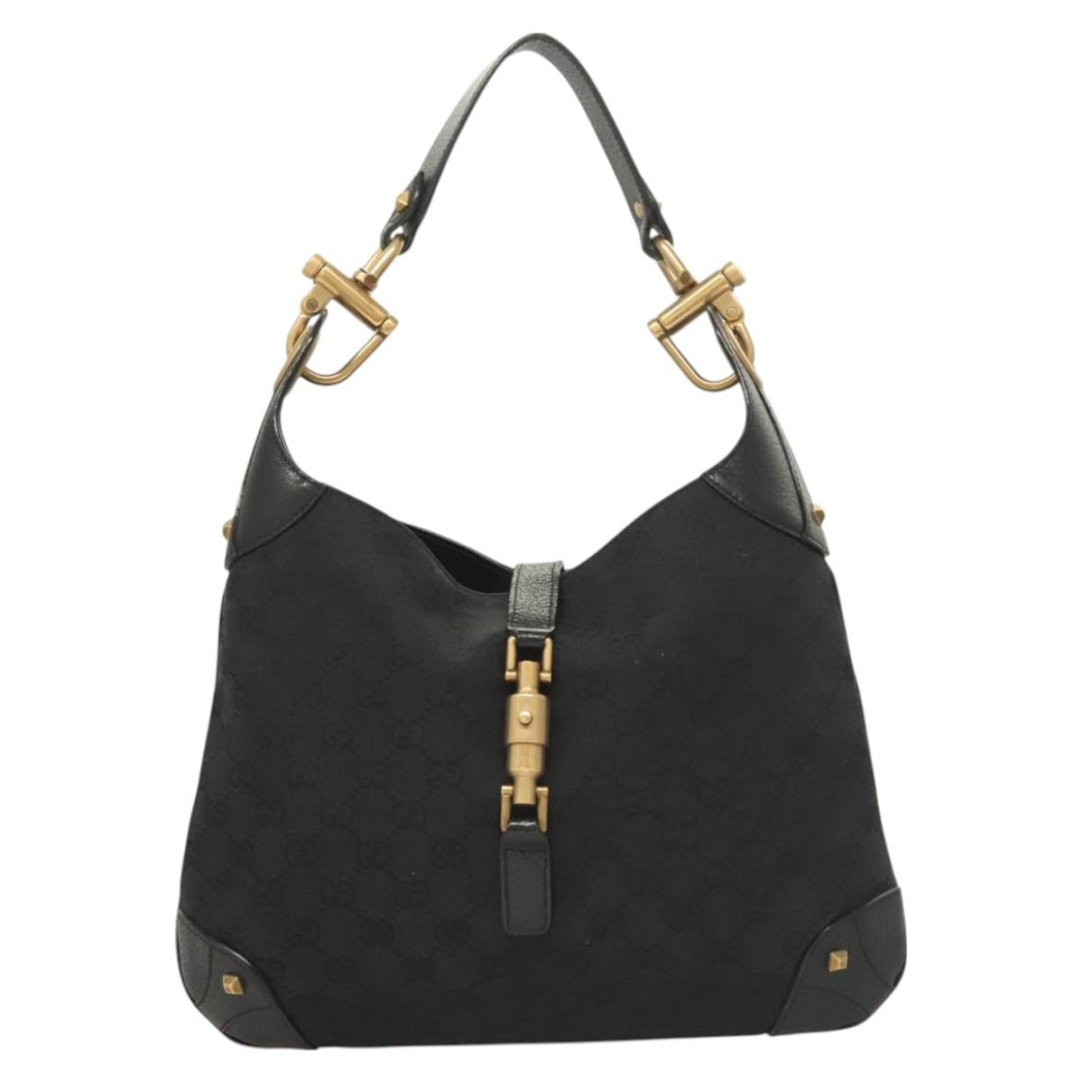 Gucci Gg Canvas Jackie Shoulder Bag Black Gold 120888