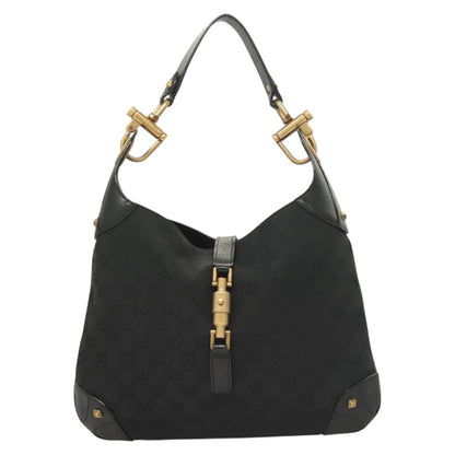 Gucci Gg Canvas Jackie Shoulder Bag Black Gold 120888